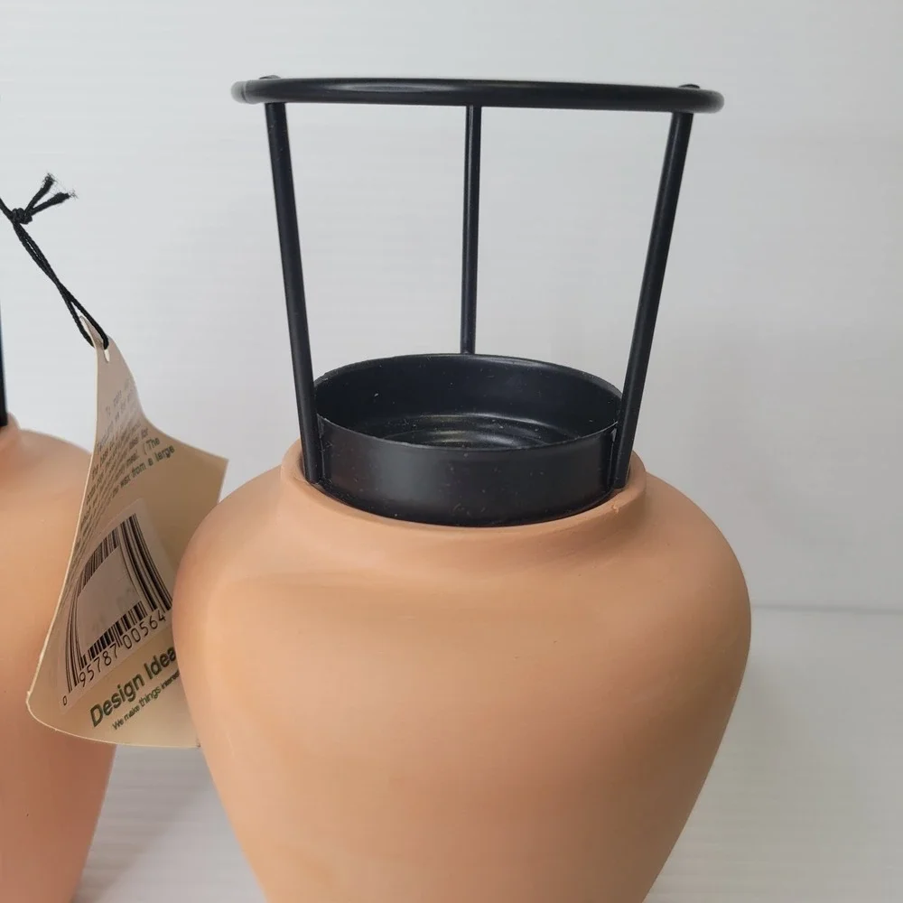 2 Design Ideas Terra Lamp Votive Candle Holders Glass Lamp Shades Vintage NEW